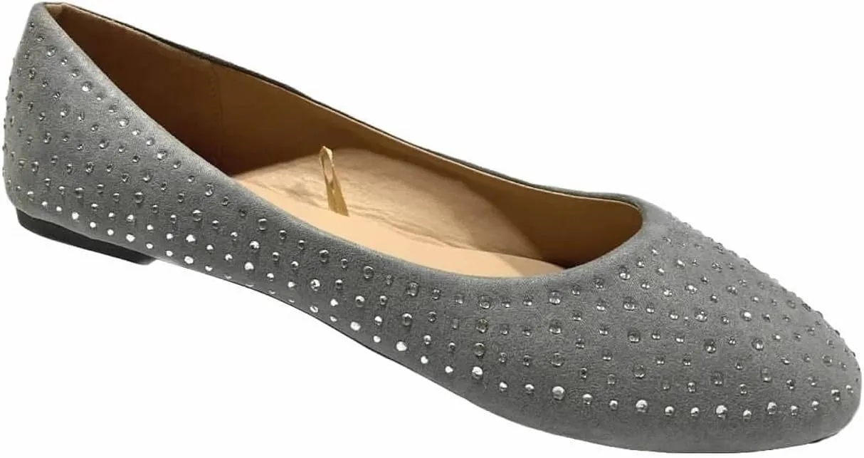 Shoes 18 Womens Faux Suede Rhinestone Ballerina Ballet Flats Shoes