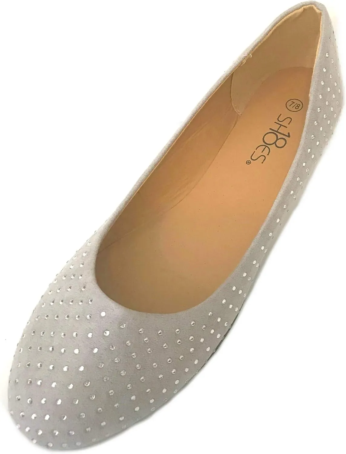 Shoes 18 Womens Faux Suede Rhinestone Ballerina Ballet Flats Shoes