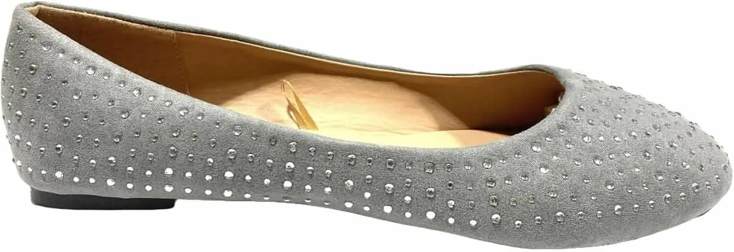 Shoes 18 Womens Faux Suede Rhinestone Ballerina Ballet Flats Shoes