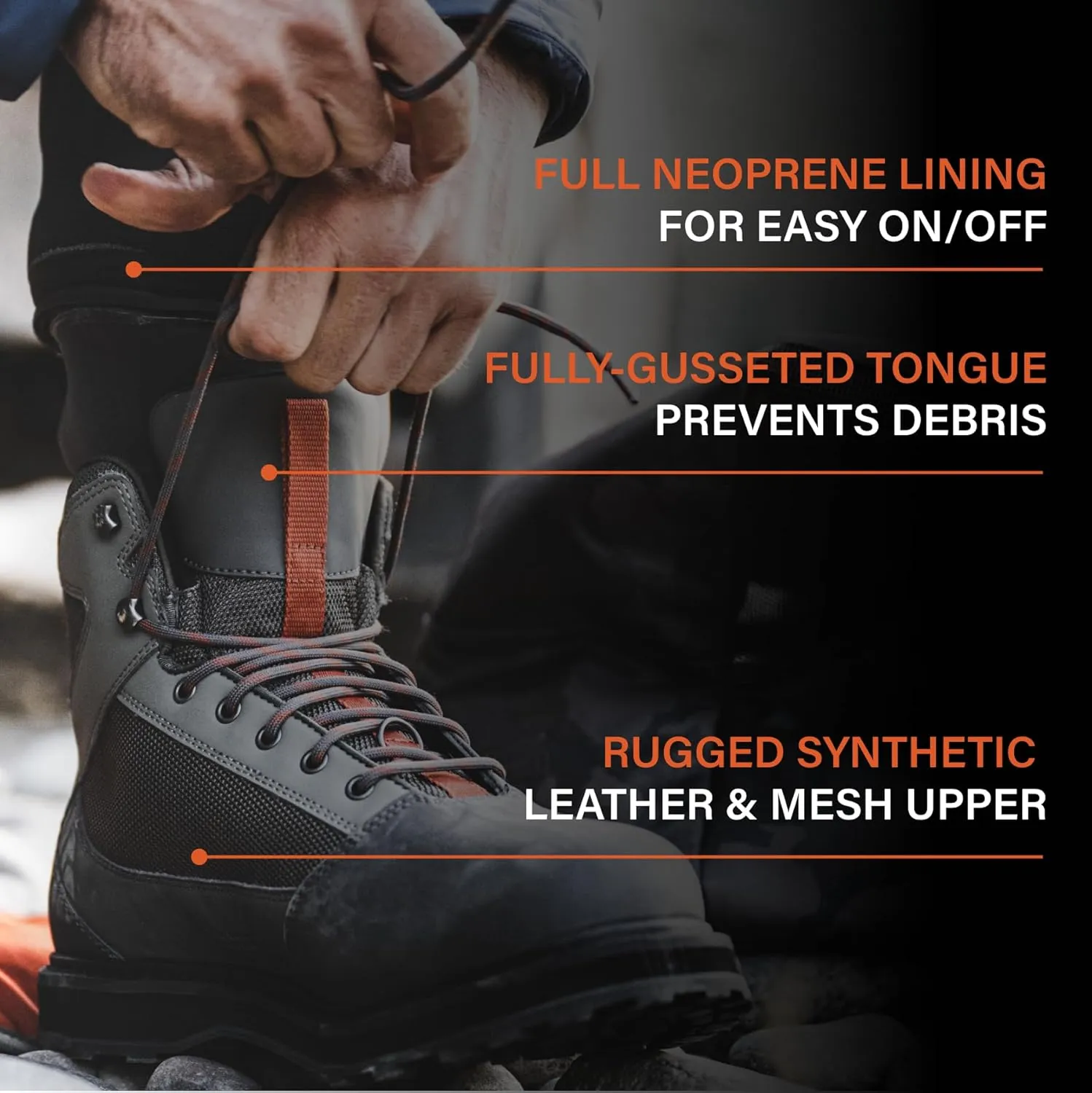 Simms Tributary Rubber Sole Wading Boots for Men and Women - Rugged Fishing Shoes with Ankle Support and Traction Control