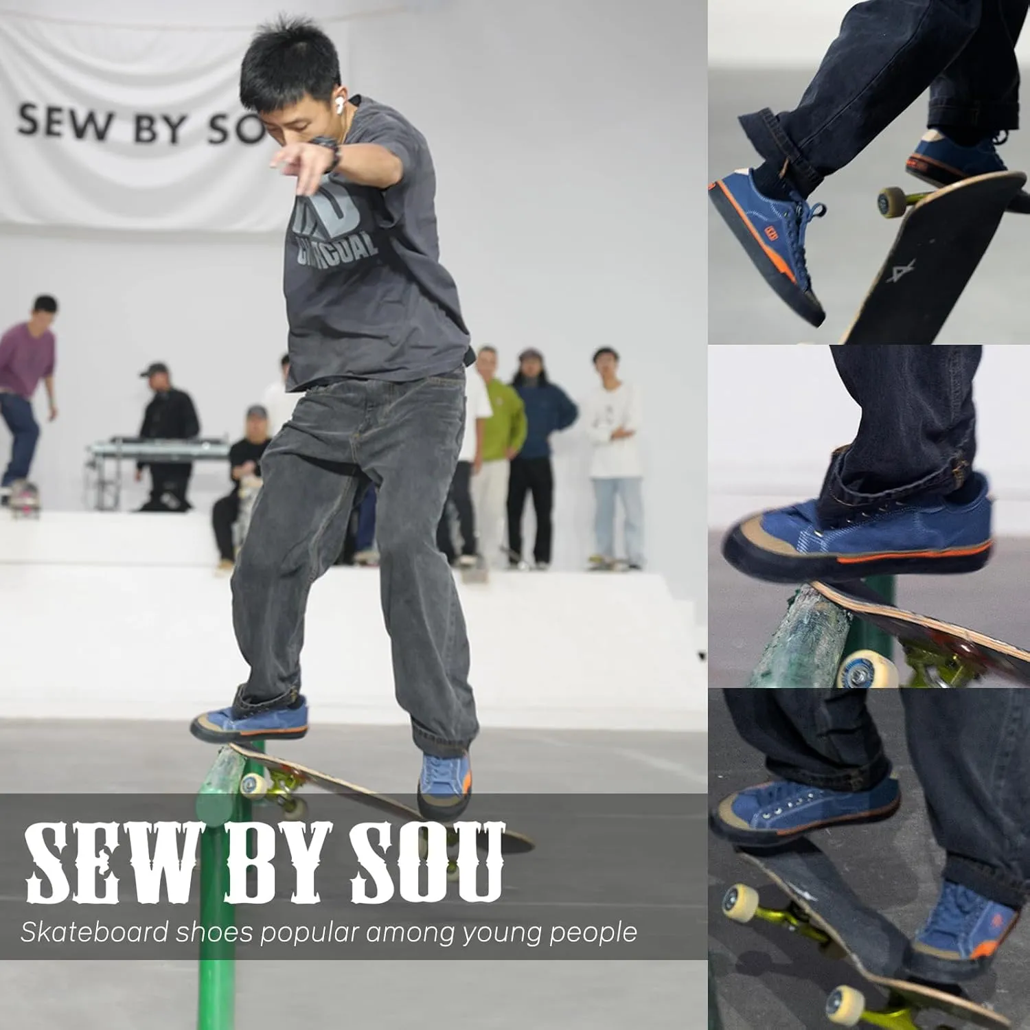 Skateboard Shoes for Men Leather Low Top Pro Skateboarding Training Casual Sneakers