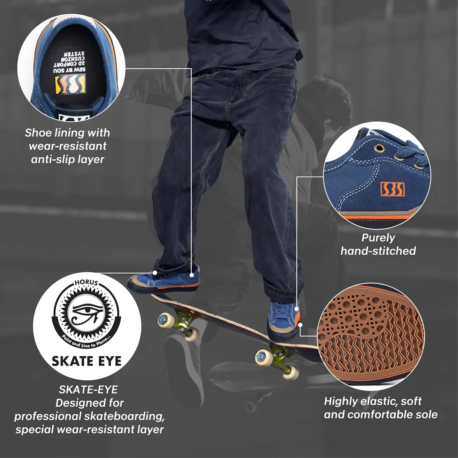 Skateboard Shoes for Men Leather Low Top Pro Skateboarding Training Casual Sneakers