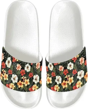Slide Sandals for Womens Open Toe Non-Slip Shower Shoes Single Band White Sandals Comfy Ultra Cushion Footwear Wide Width Slippers for Spa Bath Pool Gym