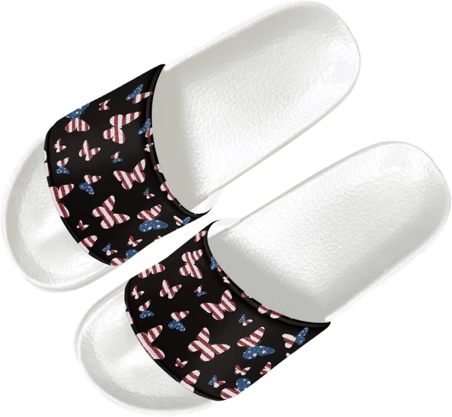 Slide Sandals for Womens Open Toe Non-Slip Shower Shoes Single Band White Sandals Comfy Ultra Cushion Footwear Wide Width Slippers for Spa Bath Pool Gym