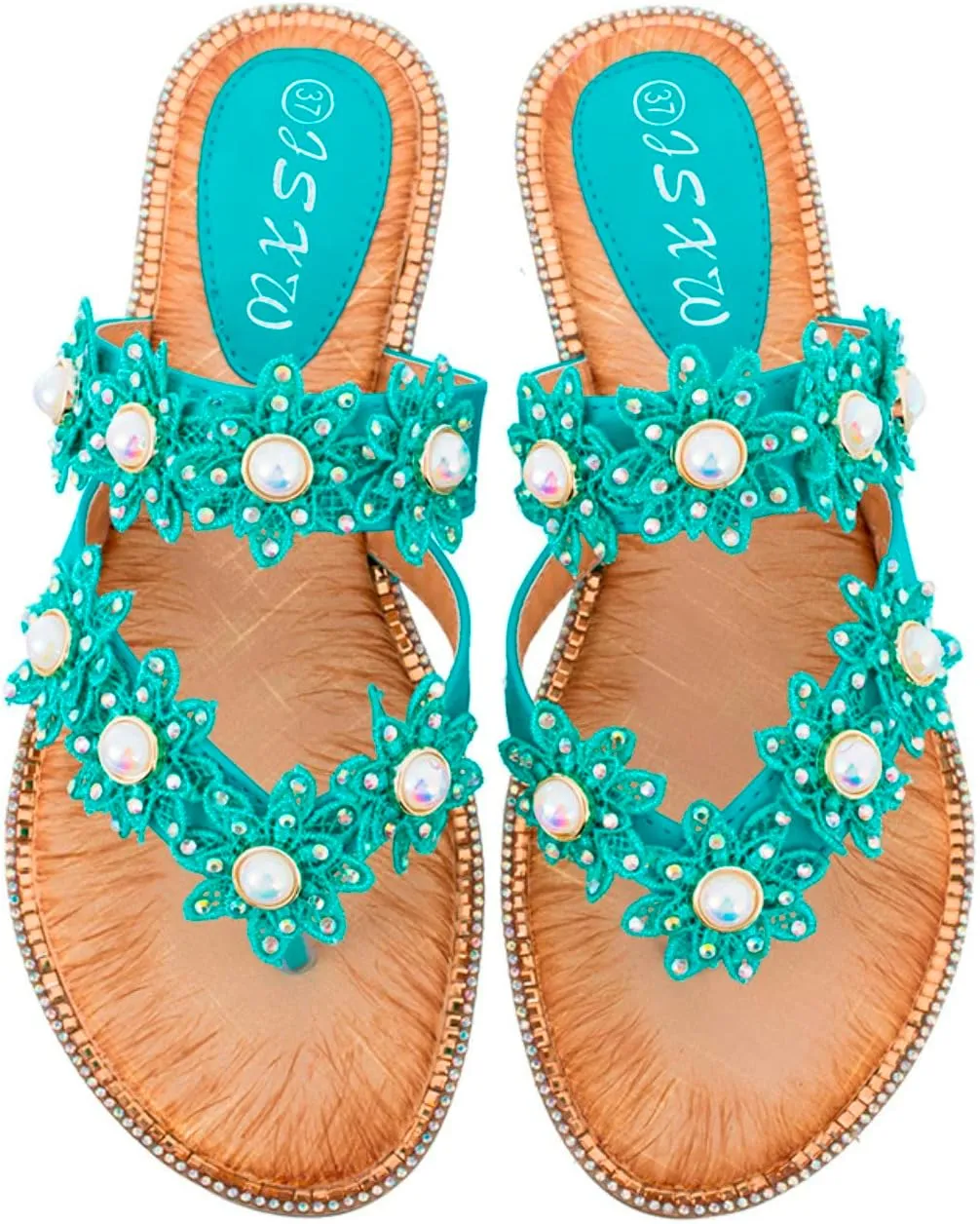 Slide Sandals Womennew Handmade Flower Round Toe Flip Flops Fashion Sandals Women Wedge Sandals for Women