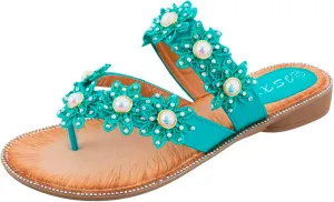 Slide Sandals Womennew Handmade Flower Round Toe Flip Flops Fashion Sandals Women Wedge Sandals for Women