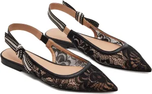 Slingback Flats for Women Pointed Toe Ballet Flats Casual Fashion Dress Mary Jane Shoes for Women Comfortable Dress Ballerina Flat