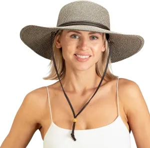 Sloggers Women's Wide Brim Braided Sun Hat with Wind Lanyard - UPF 50  Maximum Sun Protection