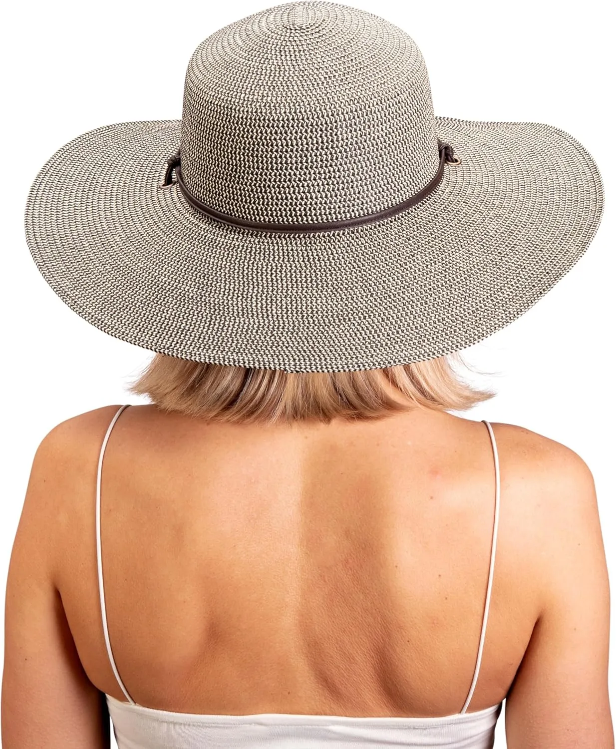 Sloggers Women's Wide Brim Braided Sun Hat with Wind Lanyard - UPF 50  Maximum Sun Protection