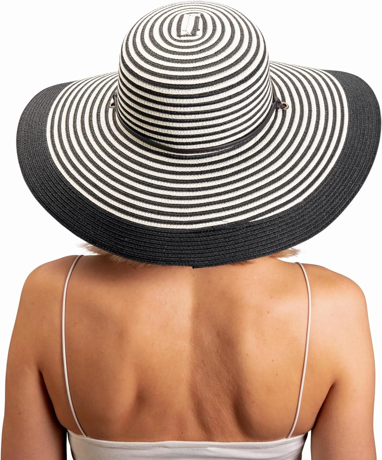 Sloggers Women's Wide Brim Braided Sun Hat with Wind Lanyard - UPF 50  Maximum Sun Protection