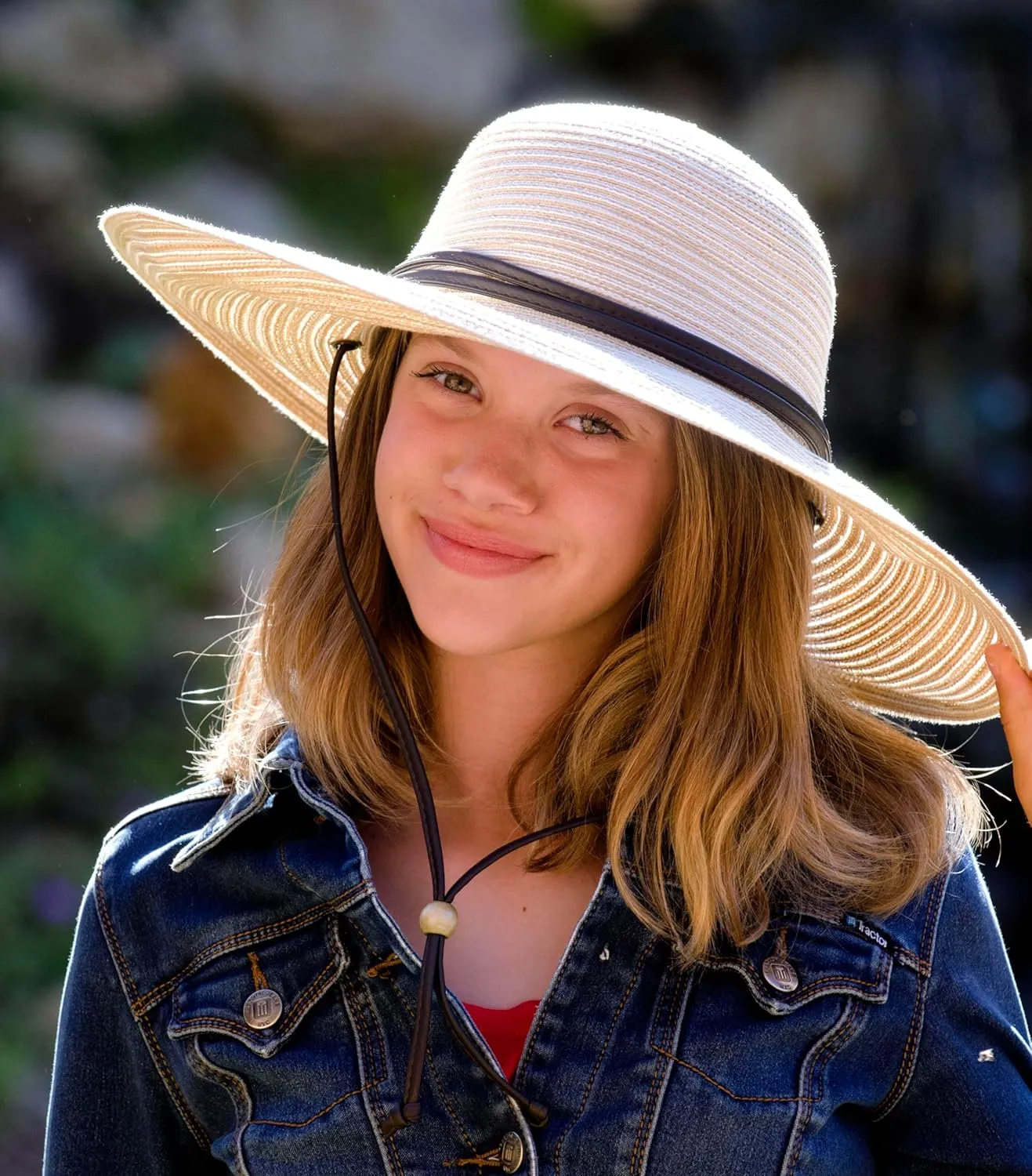Sloggers Women's Wide Brim Braided Sun Hat with Wind Lanyard - UPF 50  Maximum Sun Protection