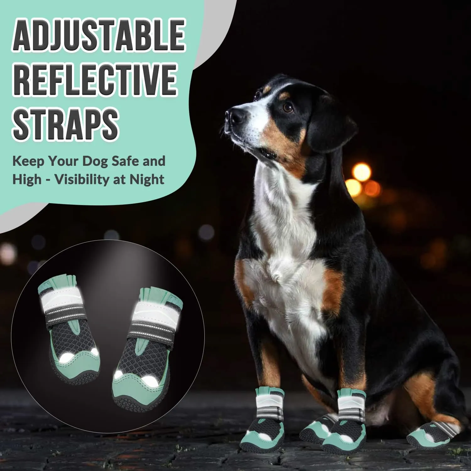 SlowTon Dog Shoes for Large Small Medium Dogs - Breathable Dog Boots for Summer Hot Pavement, Paw Protector for Outdoor Walking Winter Snow, Anti-Slip Rubber Dog Booties for Hardwood Floor (GR 0)