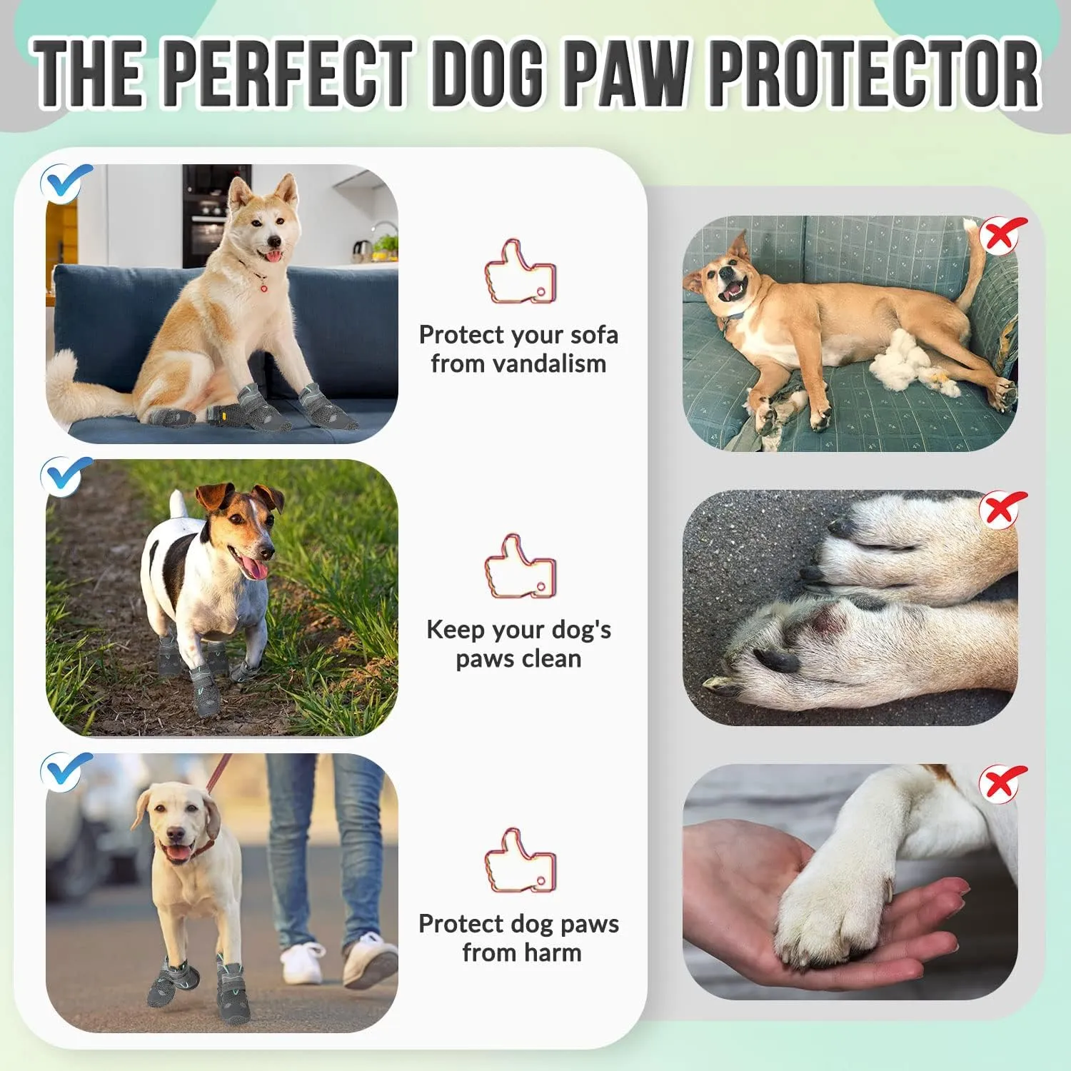SlowTon Dog Shoes for Large Small Medium Dogs - Breathable Dog Boots for Summer Hot Pavement, Paw Protector for Outdoor Walking Winter Snow, Anti-Slip Rubber Dog Booties for Hardwood Floor (GY, 5)