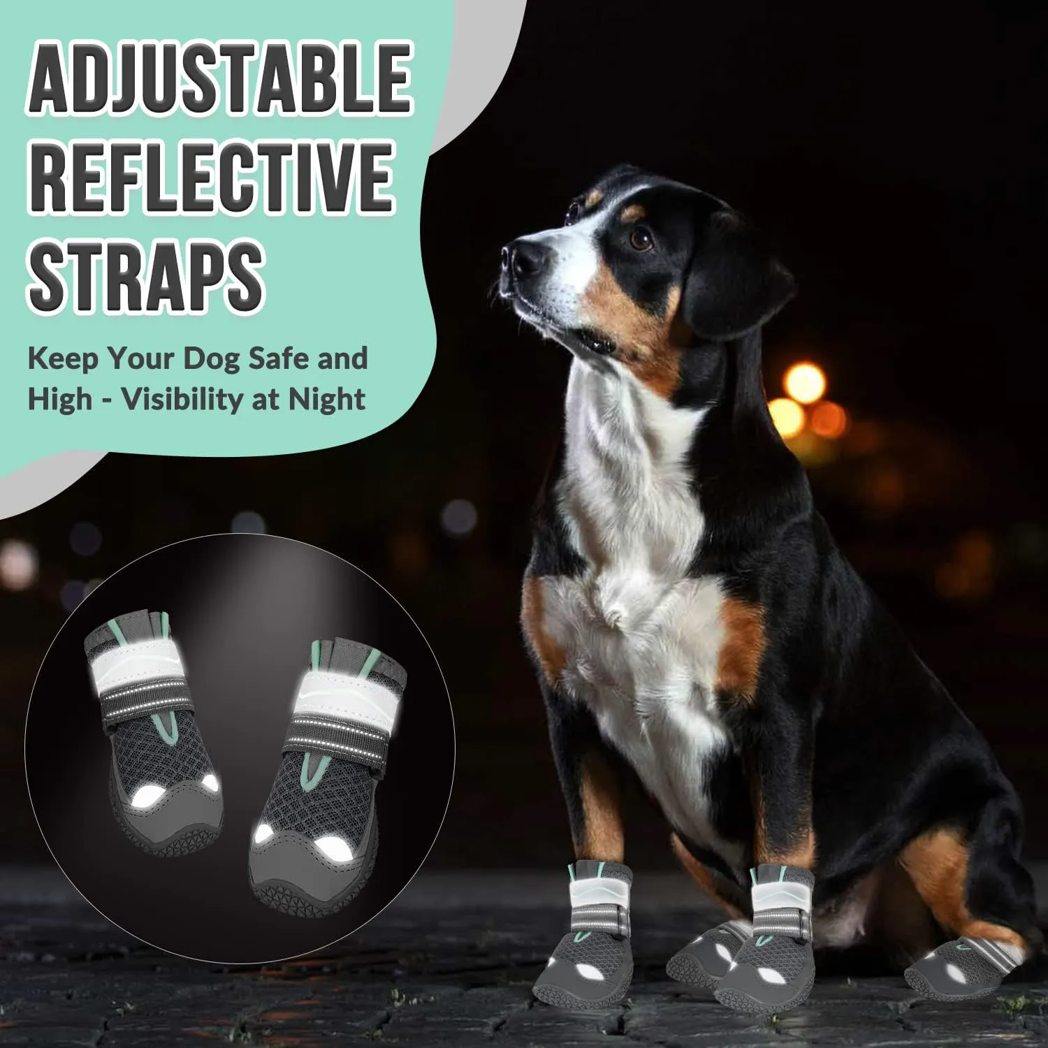 SlowTon Dog Shoes for Large Small Medium Dogs - Breathable Dog Boots for Summer Hot Pavement, Paw Protector for Outdoor Walking Winter Snow, Anti-Slip Rubber Dog Booties for Hardwood Floor (GY, 5)