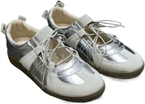 Sneakerina Cute Ballet Sneakers for Women Lace Up Mary Janes Flat Breathable Leather No Slip Chunky Sole Round Toes Lightweight Dress Shoes Slip on Y2K Preppy Back to School Gifts for Girls Teens