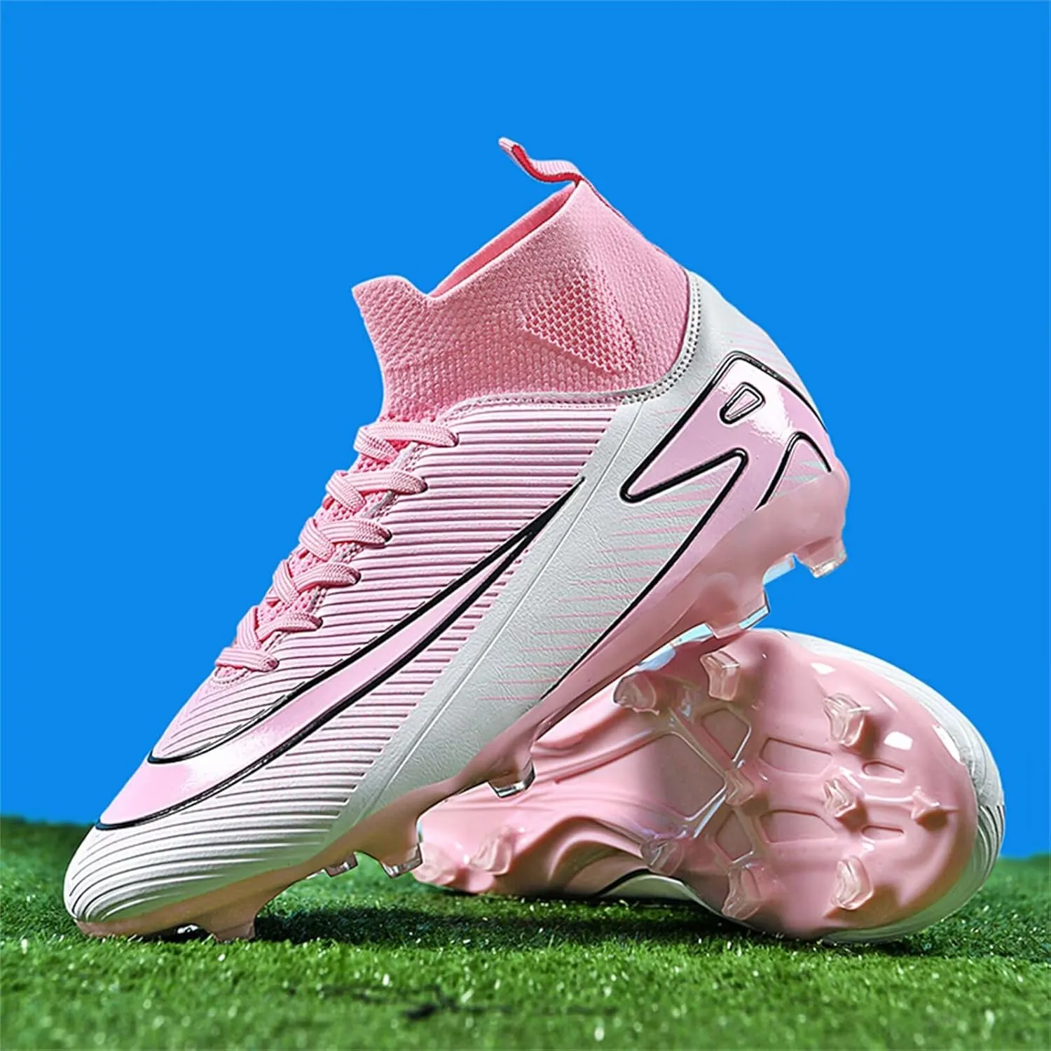 Soccer Cleats for Mens Womens Soccer Shoes High top Outdoor Footall Boots Ankle Professional Training Sneakers