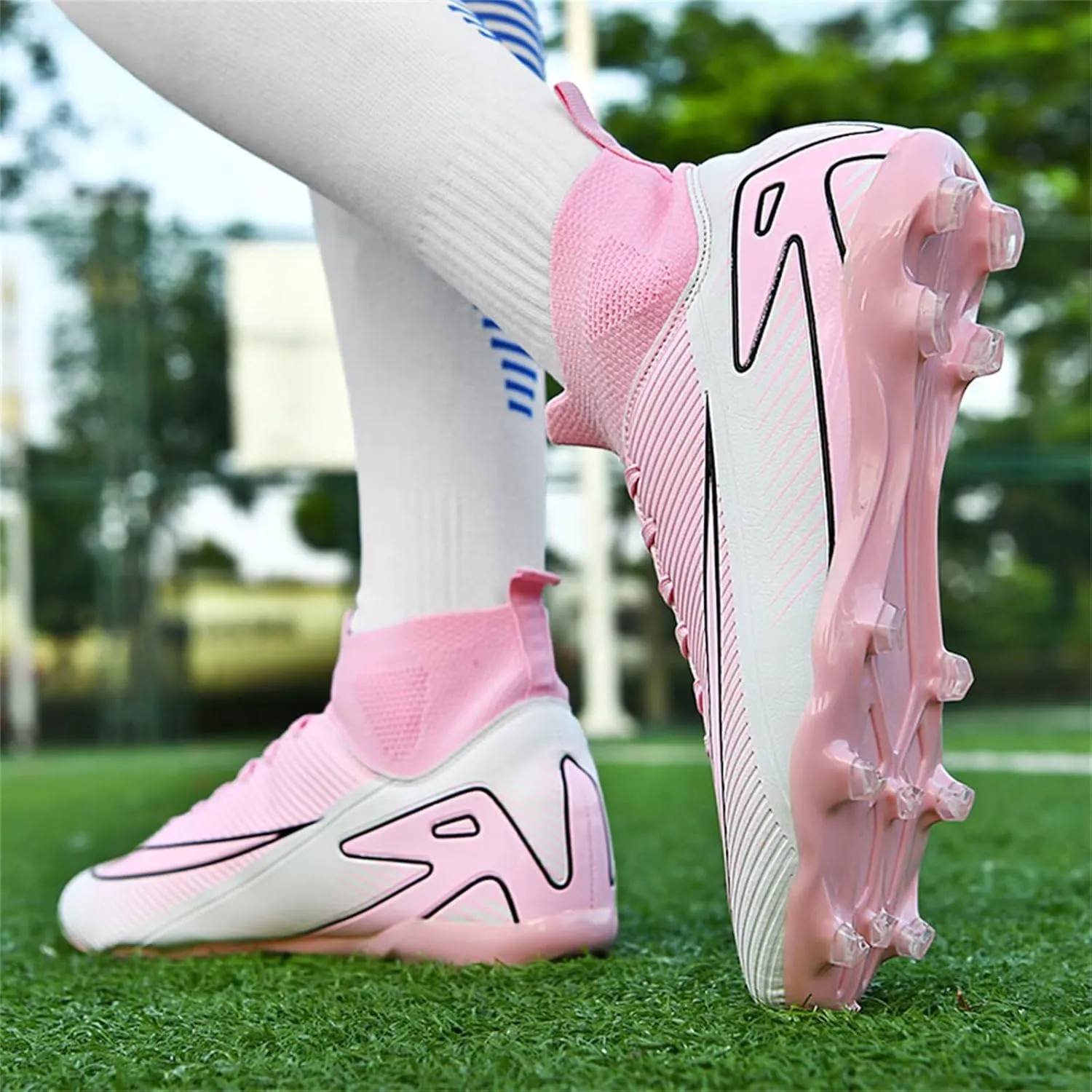 Soccer Cleats for Mens Womens Soccer Shoes High top Outdoor Footall Boots Ankle Professional Training Sneakers