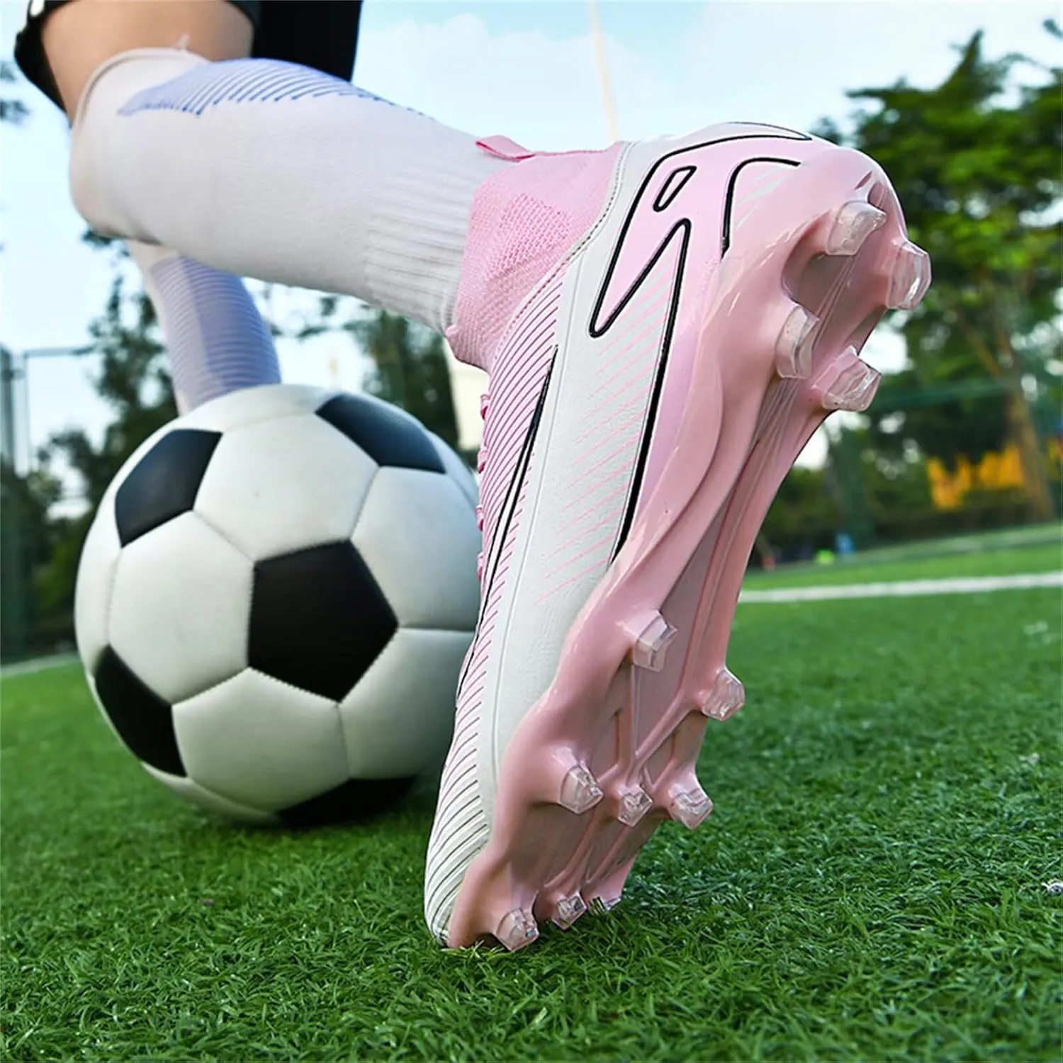 Soccer Cleats for Mens Womens Soccer Shoes High top Outdoor Footall Boots Ankle Professional Training Sneakers