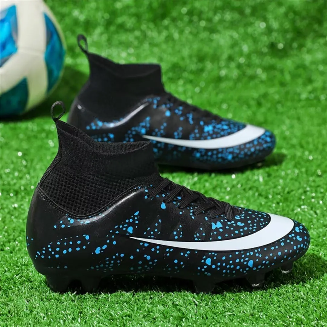 Soccer Cleats for Mens Womens Youth FG Football Boots Outdoor Comfortable Breathable Training Sneaker Shoes High Top