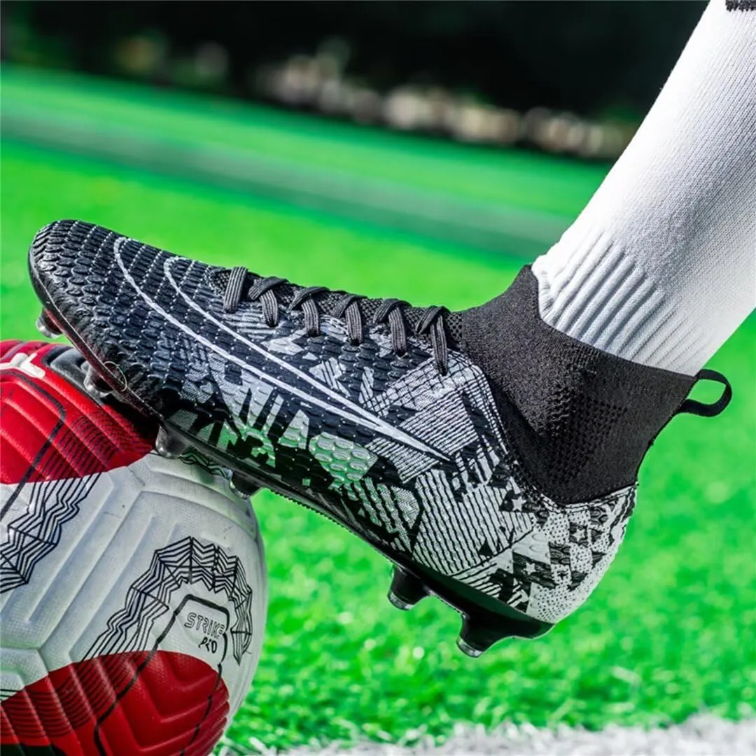 Soccer Cleats for Mens Womens Youth FG Football Boots Outdoor Comfortable Breathable Training Sneaker Shoes High Top