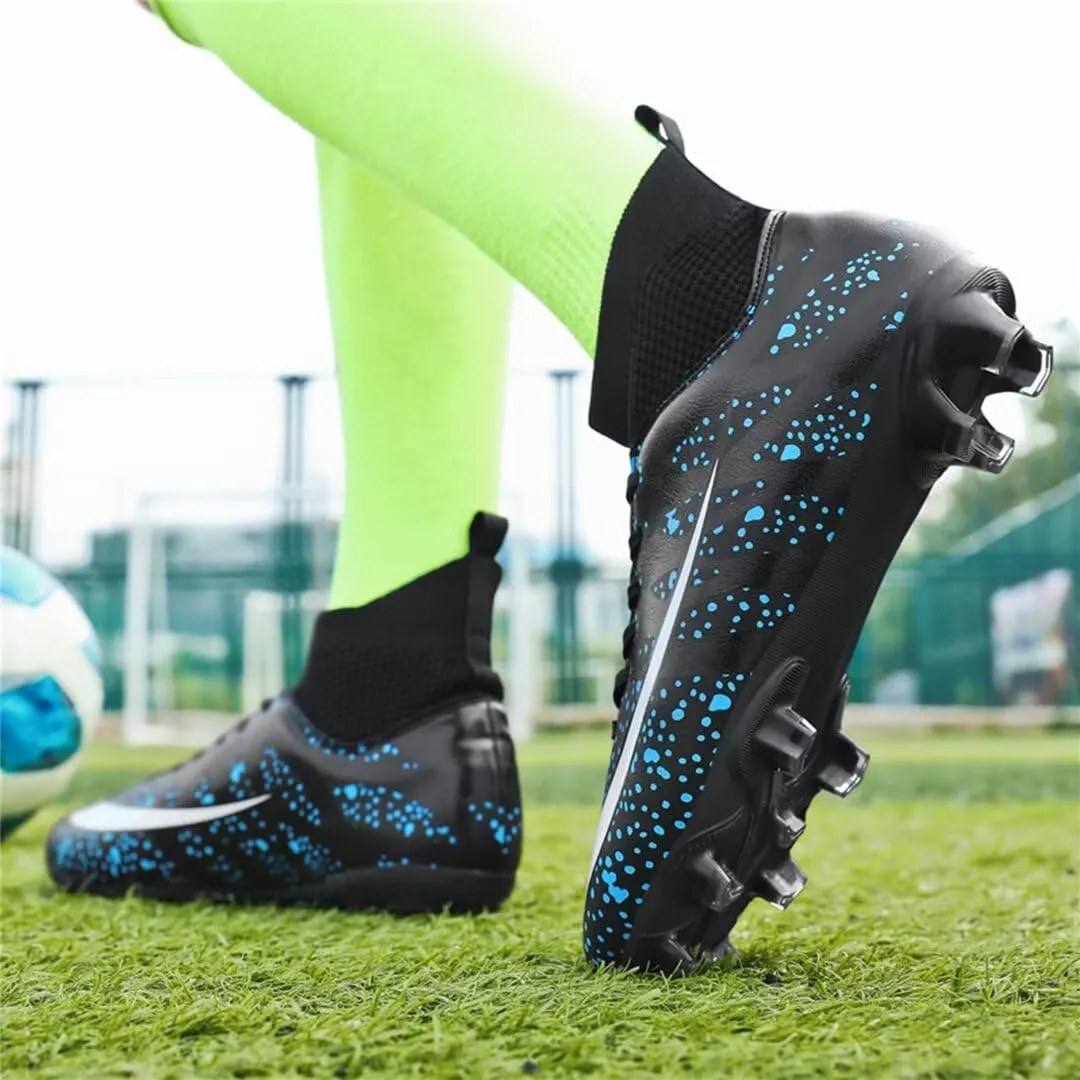 Soccer Cleats for Mens Womens Youth FG Football Boots Outdoor Comfortable Breathable Training Sneaker Shoes High Top