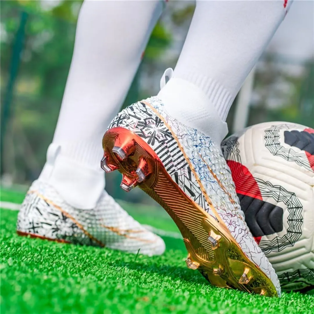 Soccer Cleats for Mens Womens Youth FG Football Boots Outdoor Comfortable Breathable Training Sneaker Shoes High Top