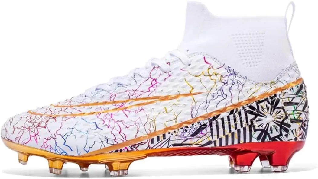 Soccer Cleats for Mens Womens Youth FG Football Boots Outdoor Comfortable Breathable Training Sneaker Shoes High Top