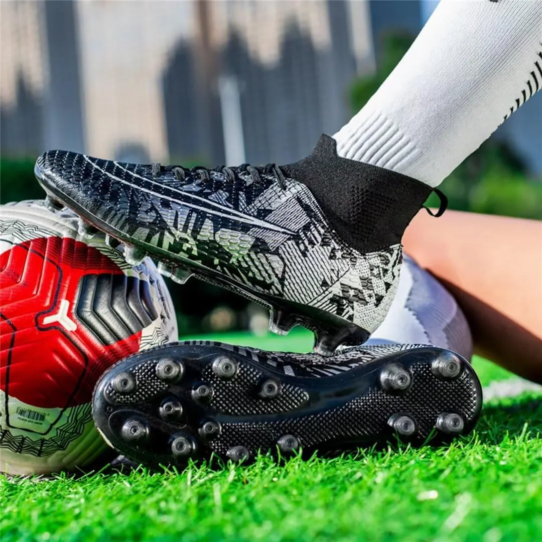 Soccer Cleats for Mens Womens Youth FG Football Boots Outdoor Comfortable Breathable Training Sneaker Shoes High Top