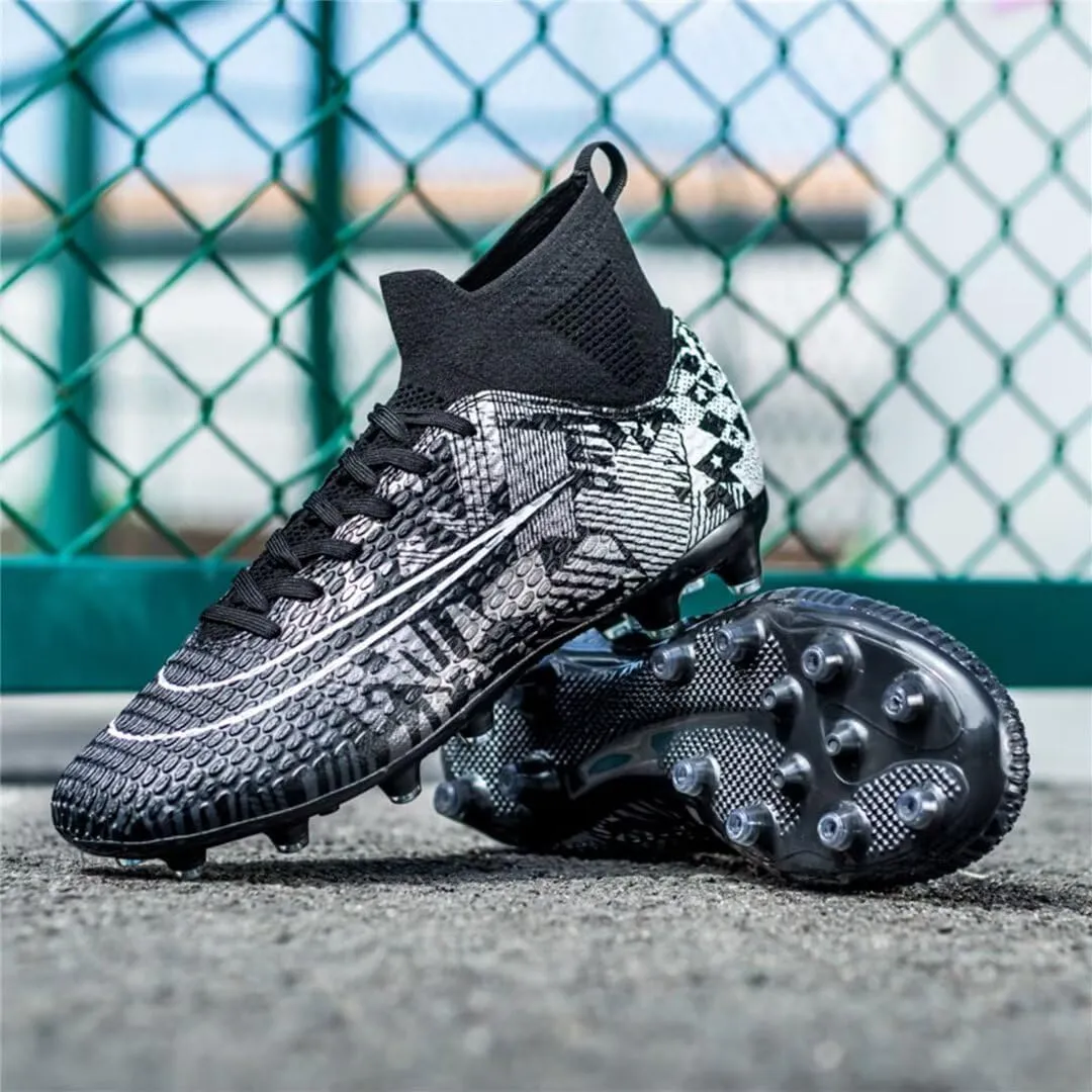 Soccer Cleats for Mens Womens Youth FG Football Boots Outdoor Comfortable Breathable Training Sneaker Shoes High Top