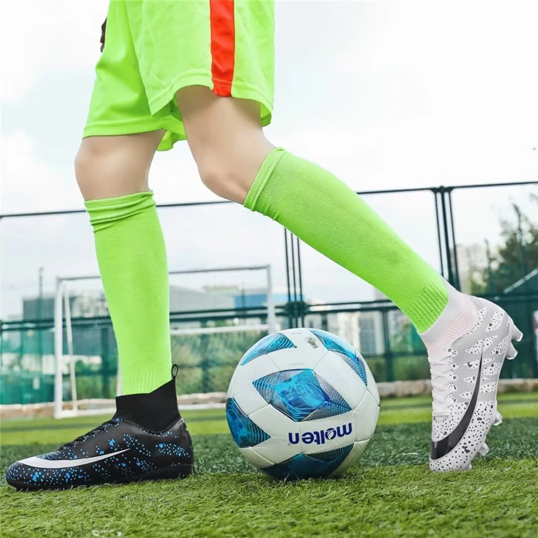Soccer Cleats for Mens Womens Youth FG Football Boots Outdoor Comfortable Breathable Training Sneaker Shoes High Top