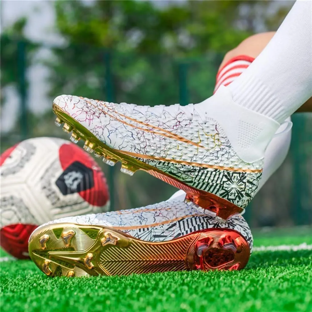 Soccer Cleats for Mens Womens Youth FG Football Boots Outdoor Comfortable Breathable Training Sneaker Shoes High Top