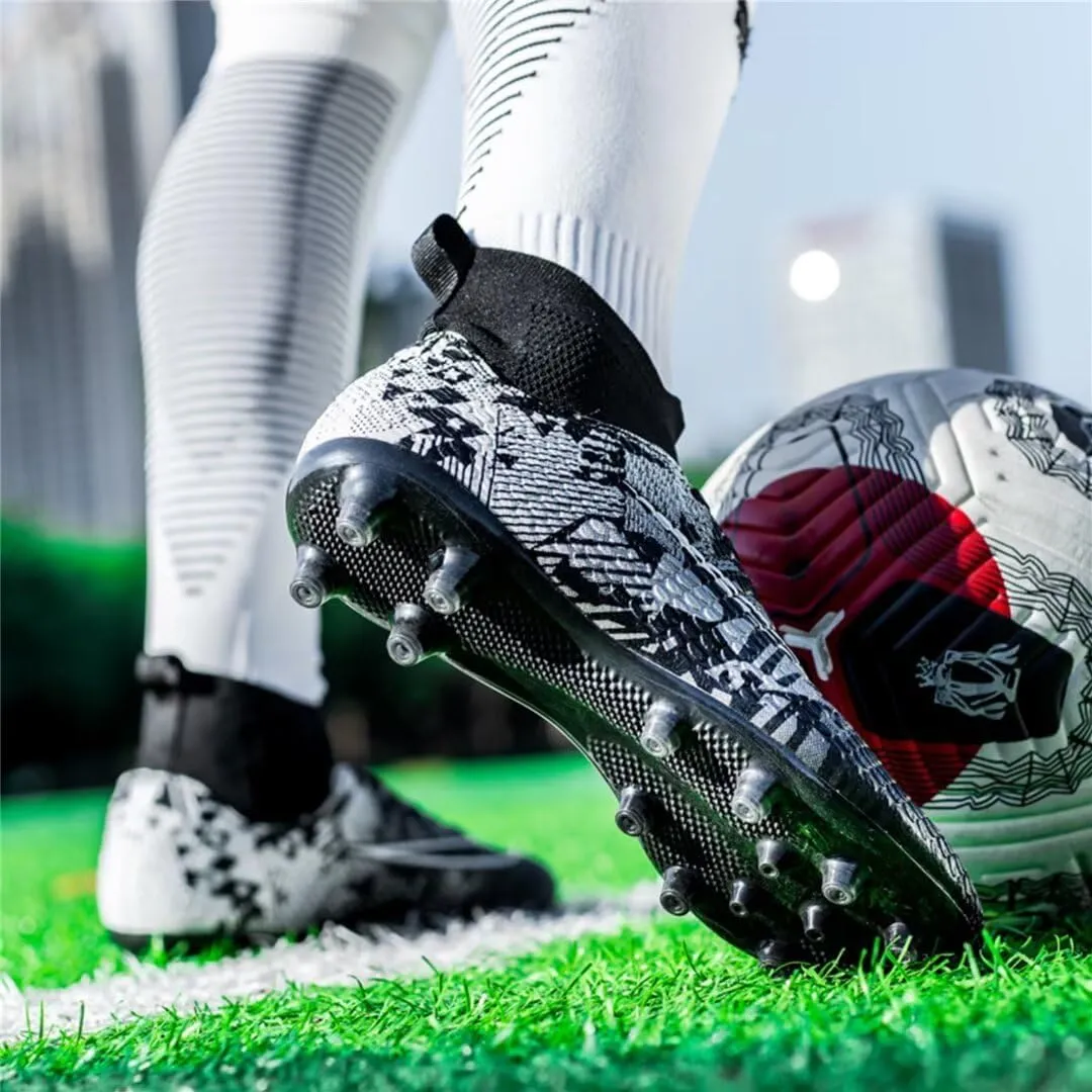 Soccer Cleats for Mens Womens Youth FG Football Boots Outdoor Comfortable Breathable Training Sneaker Shoes High Top