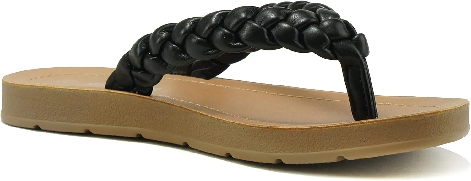 Soda STILL ~ Women Casual Comfort Braided Flip Flops Flat Fashion Thong Sandal
