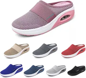 SOLPNOW Women's Air Cushion Slip-on Orthopedic Diabetic Walking Shoes,Breathable with Arch Support Wedge Platform Slipper