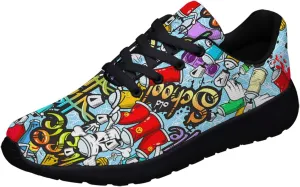 Sonzj-II Graffiti Shoes,Unisex Adult Cool Urban Funky Street Art Running Sneakers,Trippy Psychedelic Tennis Shoes