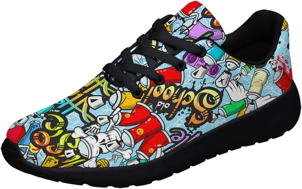 Sonzj-II Graffiti Shoes,Unisex Adult Cool Urban Funky Street Art Running Sneakers,Trippy Psychedelic Tennis Shoes