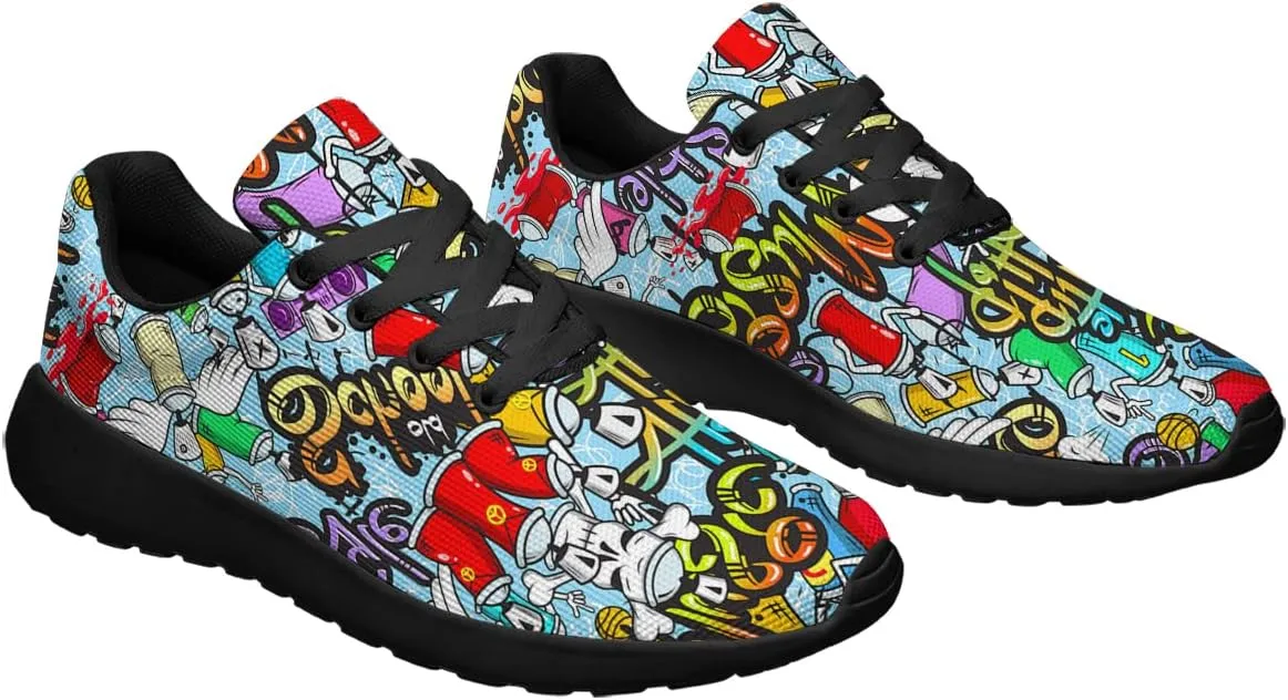 Sonzj-II Graffiti Shoes,Unisex Adult Cool Urban Funky Street Art Running Sneakers,Trippy Psychedelic Tennis Shoes
