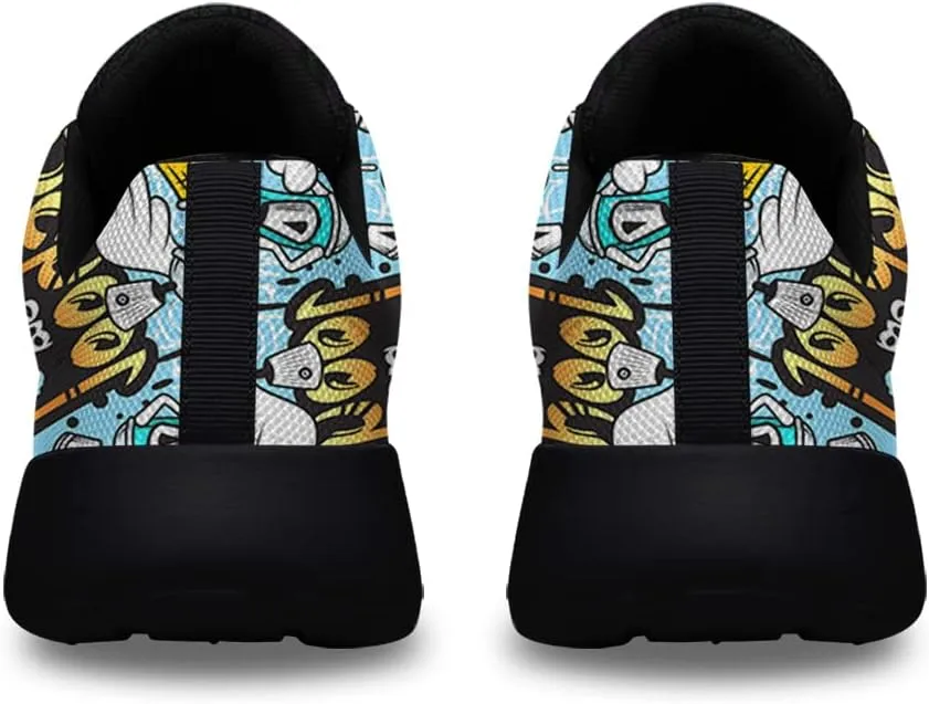 Sonzj-II Graffiti Shoes,Unisex Adult Cool Urban Funky Street Art Running Sneakers,Trippy Psychedelic Tennis Shoes