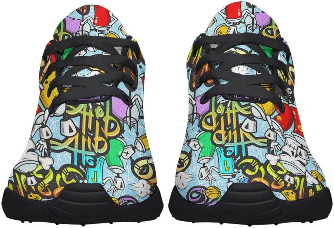 Sonzj-II Graffiti Shoes,Unisex Adult Cool Urban Funky Street Art Running Sneakers,Trippy Psychedelic Tennis Shoes
