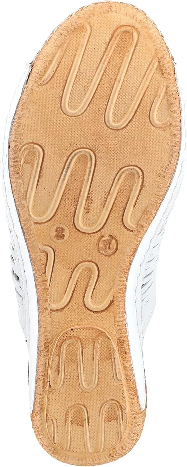 Spring Step Cunacena Women's Leather Slip On Wedge Sandal | Low Heel Sandals for Women with Die Cut Lattice, Stretch Upper, Breathable Lining