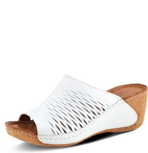Spring Step Cunacena Women's Leather Slip On Wedge Sandal | Low Heel Sandals for Women with Die Cut Lattice, Stretch Upper, Breathable Lining