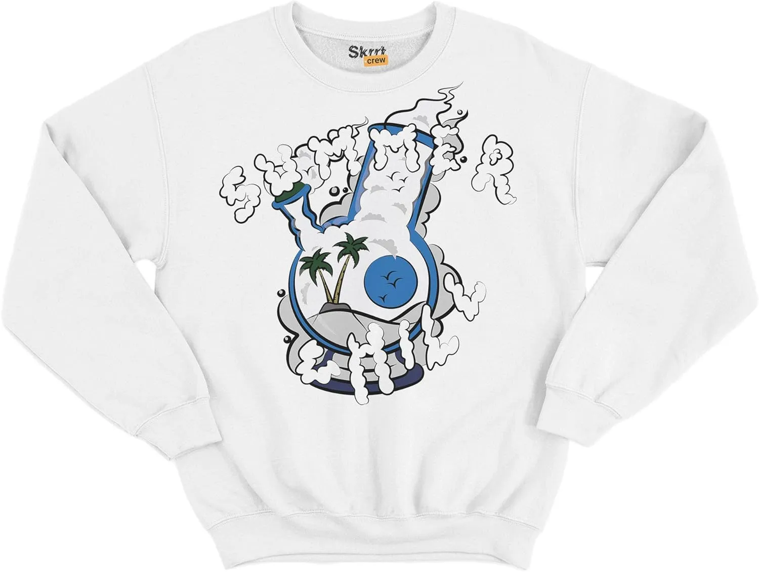 Summer Chill Unisex Sweatshirt Crew Neck Match 4s Retro Golf Military Blue White 4X-Large
