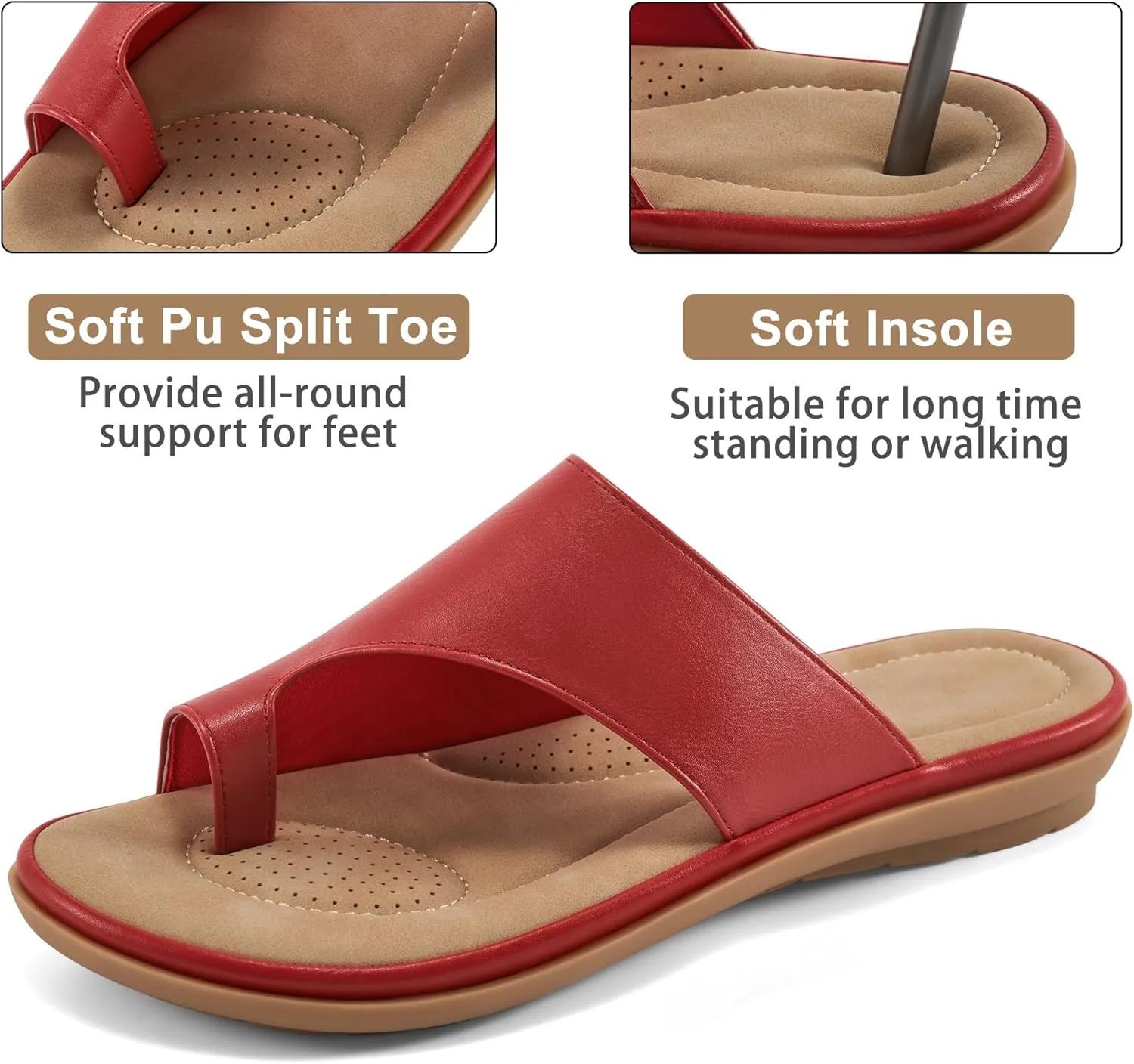 Summer Flat Sandals for Women: Comfortable Walking Dressy Slides for 2025 - Ladies Orthopedic Casual Shoes Indoor Outdoor