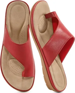 Summer Flat Sandals for Women: Comfortable Walking Dressy Slides for 2025 - Ladies Orthopedic Casual Shoes Indoor Outdoor
