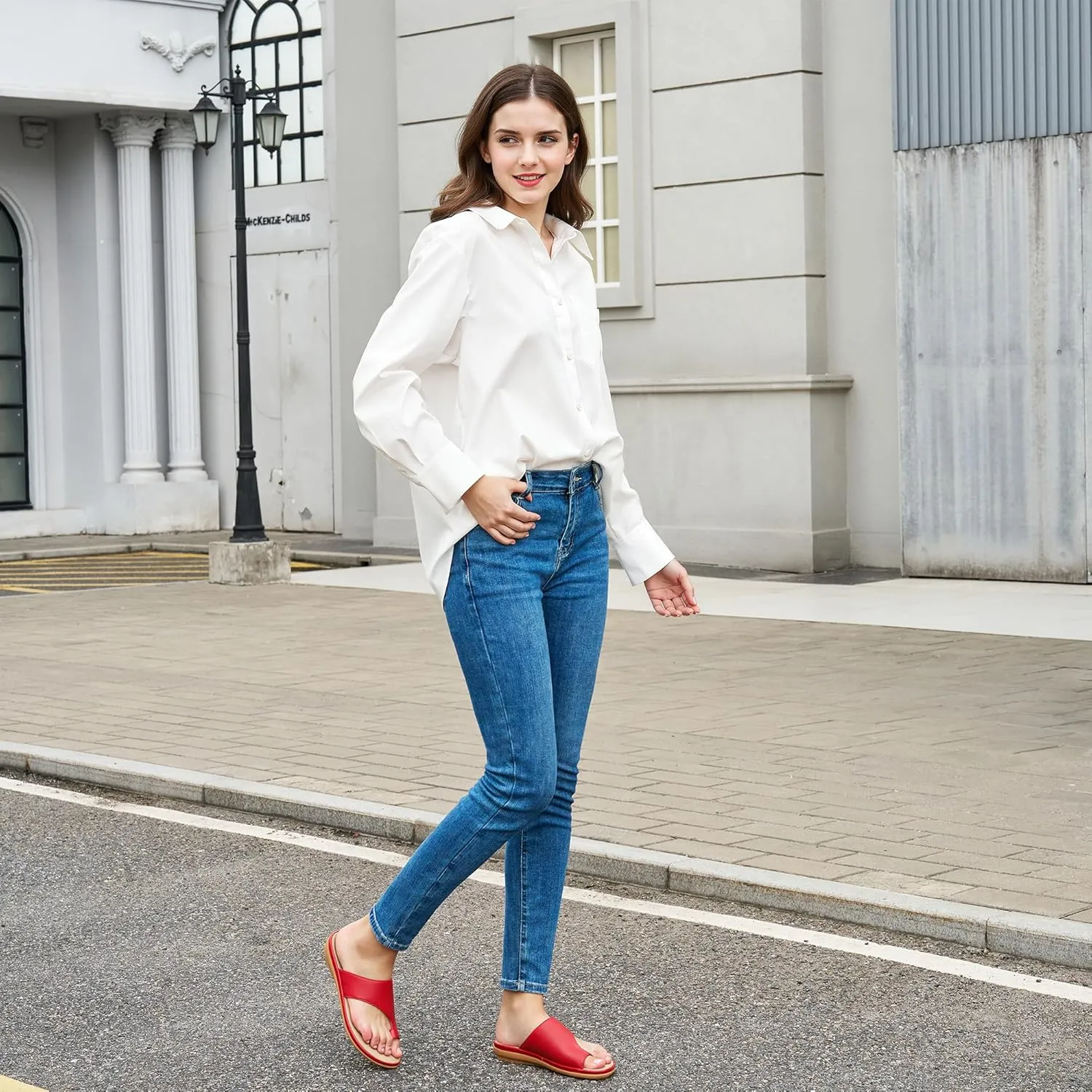 Summer Flat Sandals for Women: Comfortable Walking Dressy Slides for 2025 - Ladies Orthopedic Casual Shoes Indoor Outdoor