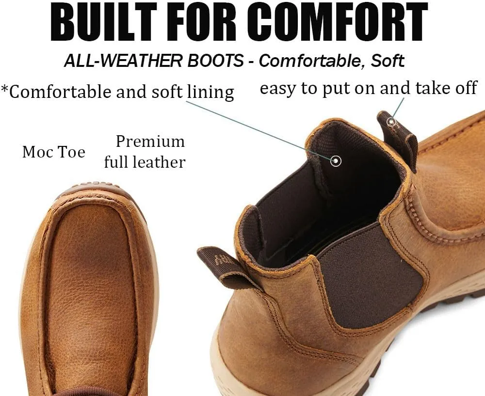 SUREWAY Men's Chelsea Boots,Fashion and Comfort Driving Shoes,Leather Moc Toe Outdoor Work Boots,Slip-Resistant Outsole,EH-Rated,All-Weather Rugged Slip-On Work/Casual/Dress Boots Shoes for Men