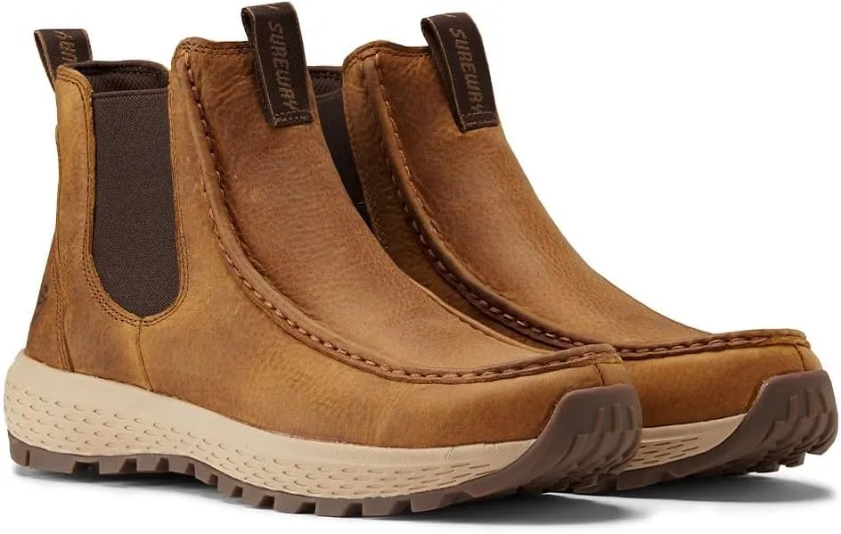SUREWAY Men's Chelsea Boots,Fashion and Comfort Driving Shoes,Leather Moc Toe Outdoor Work Boots,Slip-Resistant Outsole,EH-Rated,All-Weather Rugged Slip-On Work/Casual/Dress Boots Shoes for Men