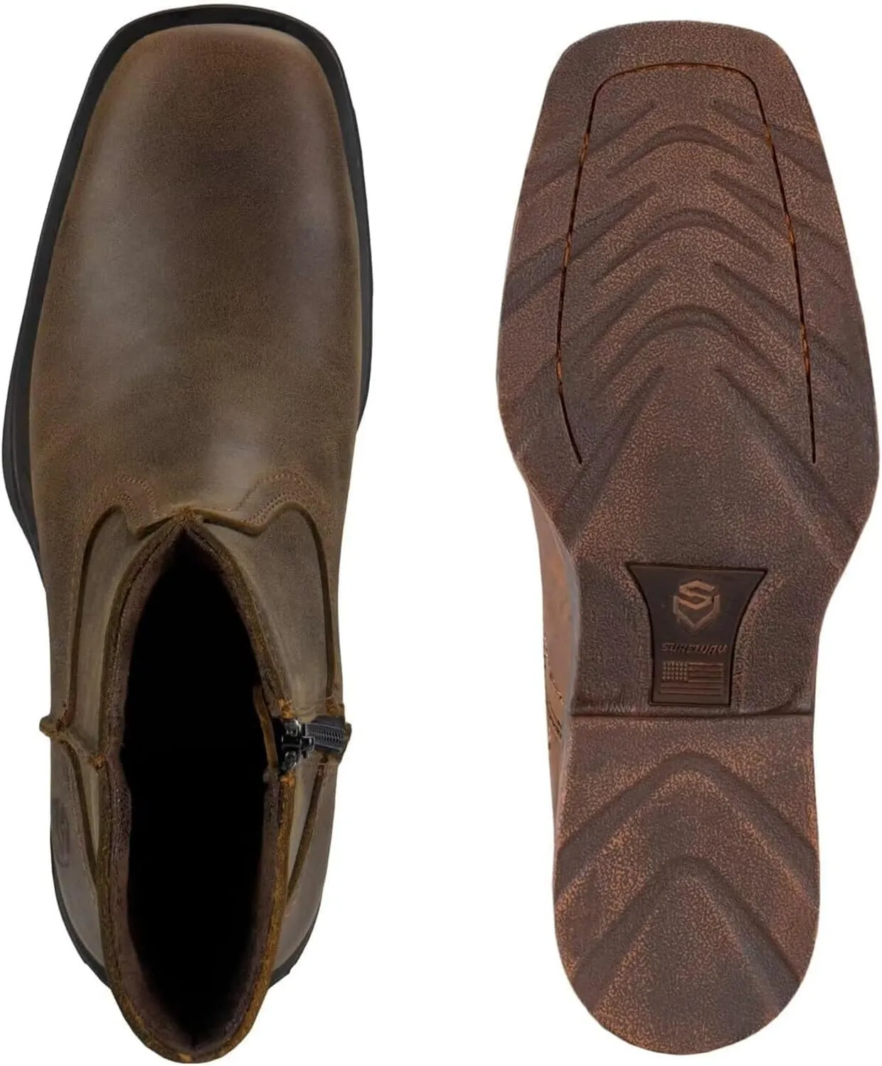 SUREWAY Mens Western Chelsea Cowboy Boots for Men Square Toe,All-Weather Rugged Slip-On Work/Casual/Dress Boots Shoes for Men,Built for Comfort & Durability