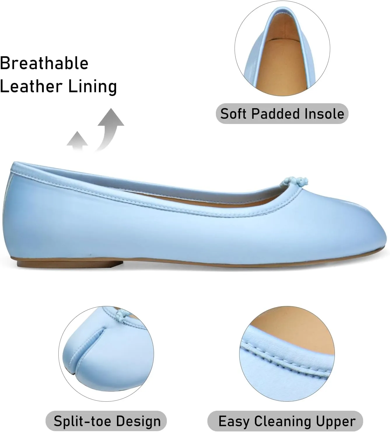 Tabi Shoes Women Split Toe Wide Width Ballet Flats Comfort Casual Work Shoes for Women Office 2025 Spring