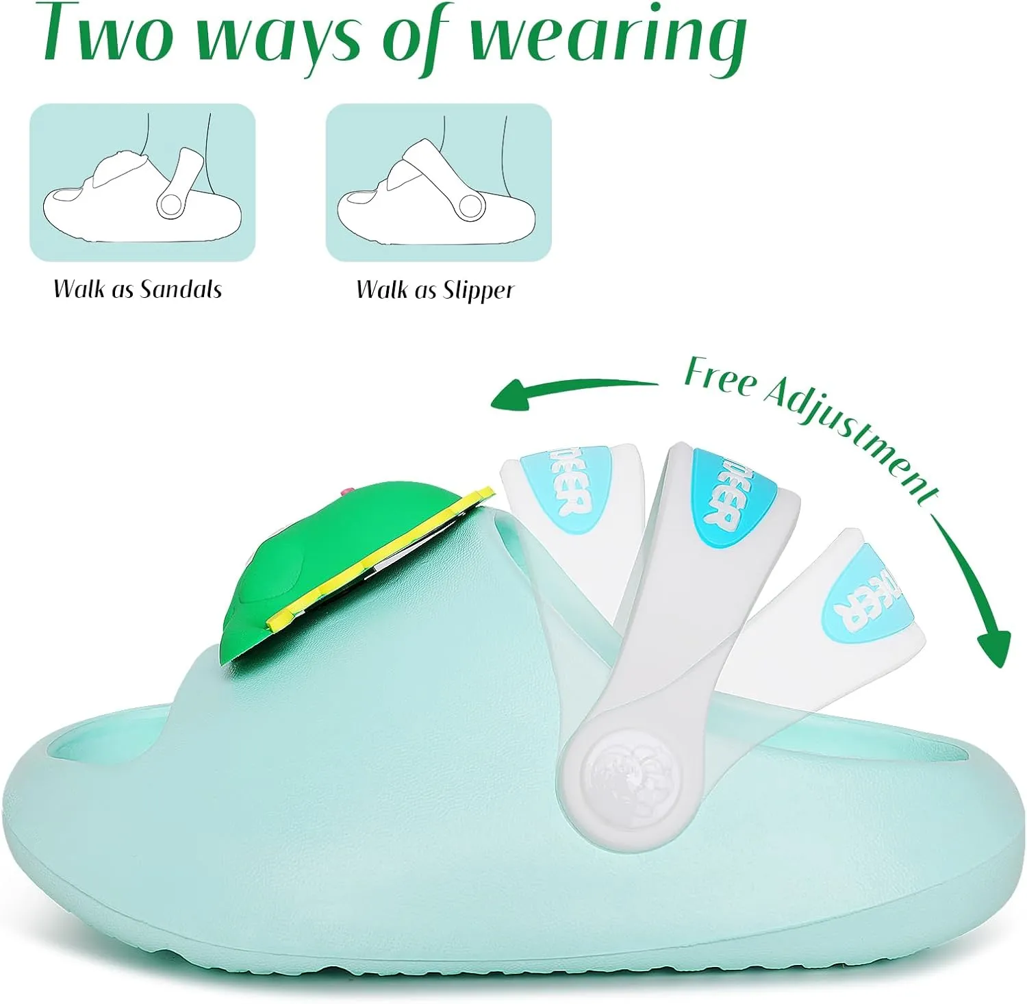 techcity Toddler Little Kids Slide Sandals Cute Summer Shower Beach Pool Slippers Thick Sole Slip On Sandals Water Shoes with Backstrap Boys Girls Clogs